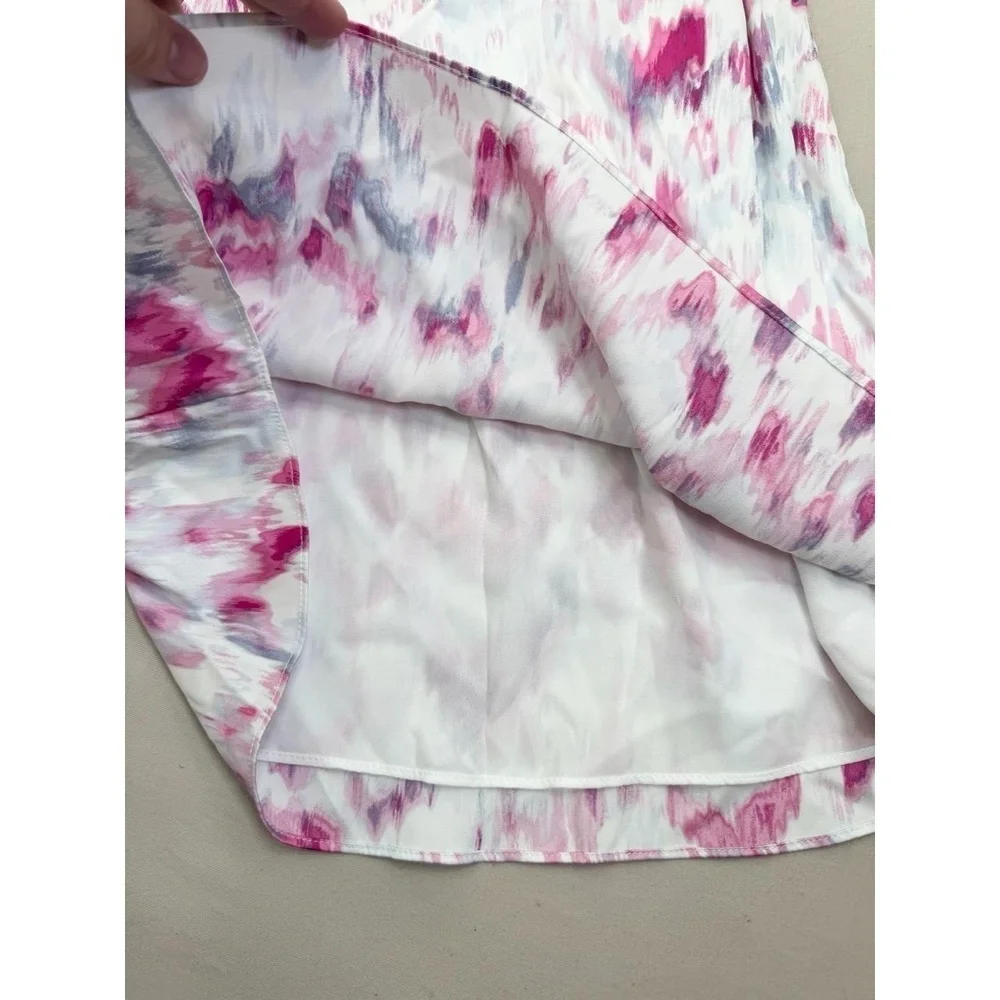 Halogen Womens Blouse Size XS Pink Gray Abstract Mock Neck Keyhole Sleeveless - Picture 8 of 10